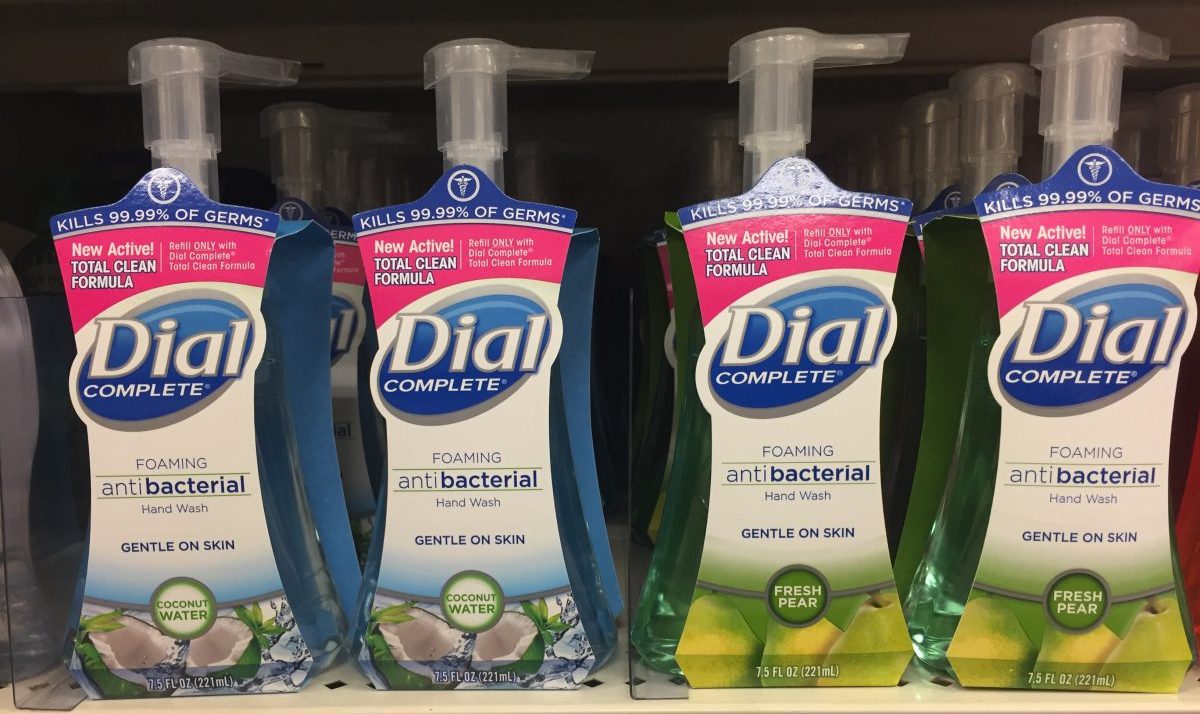 bottles of hand soap on store shelf