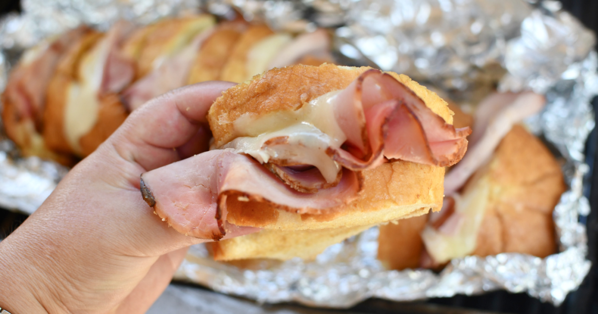 Easy Grilled Ham and Cheese Pull Apart Sandwiches (Perfect Camping or Tailgating Recipe!)