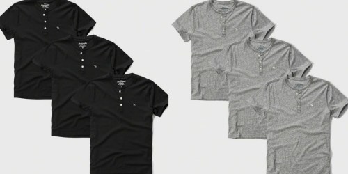 Abercrombie & Fitch Men’s Henley Shirts 3-Pack ONLY $18 (Regularly $40) – Just $6 Per Shirt