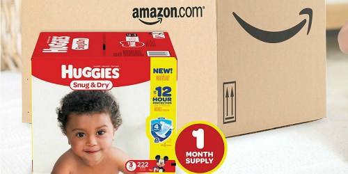 Amazon Prime: Huggies Size 3 Diapers 222 Count Only $15.11 Shipped (Just 6.8¢ Per Diaper!)