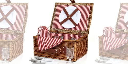 Macy’s: Martha Stewart Picnic Basket Only $33.03 (Includes 4 Plates, Napkins, Wine Glasses & More)