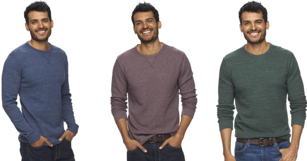 3-view of Men's SONOMA Goods for Life Heathered Thermal Tee