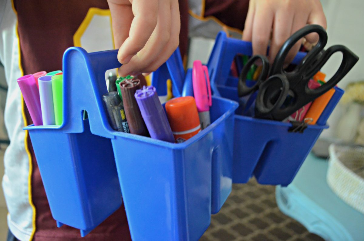 Dollar Tree Back to School hacks – make a market and scissors station