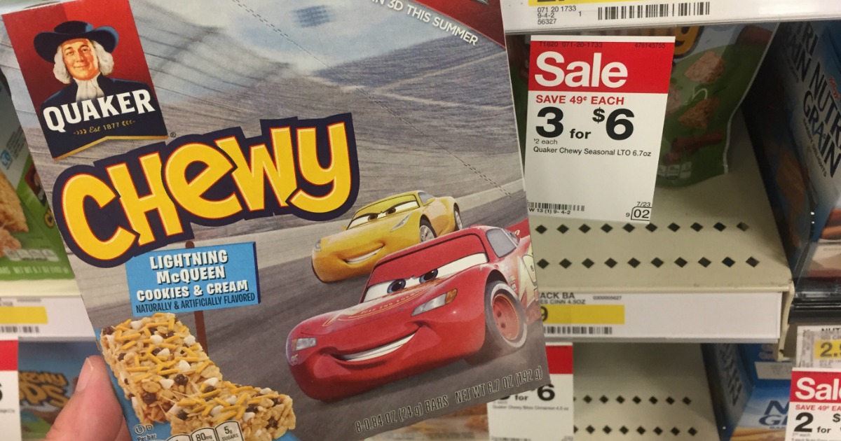 Target Quaker Chewy Lightning McQueen 8 Count Bars Only 1 (Just Use