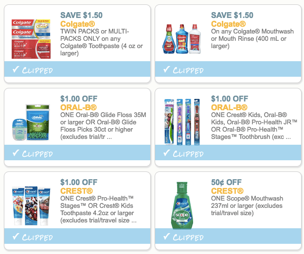 Oral care coupons