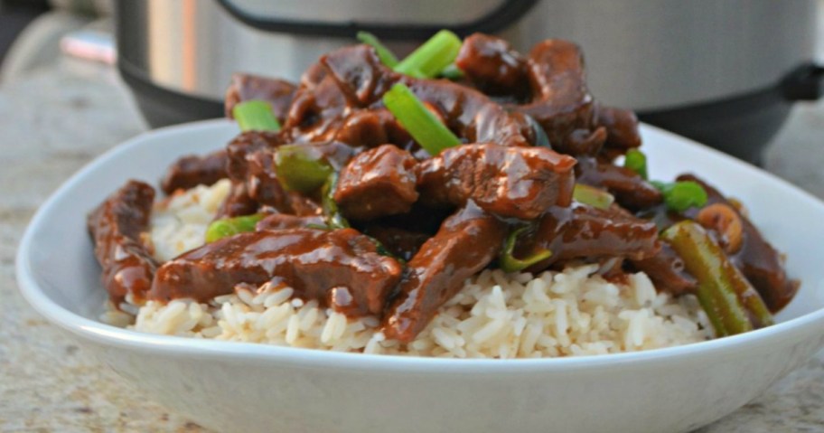 Mongolian beef on rice