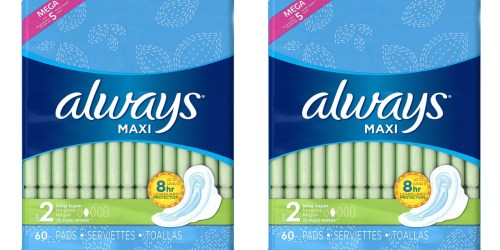 Amazon: HUGE 60-Count Box of Always Maxi Pads Just $5.67 Shipped (Ships w/$25 Order)