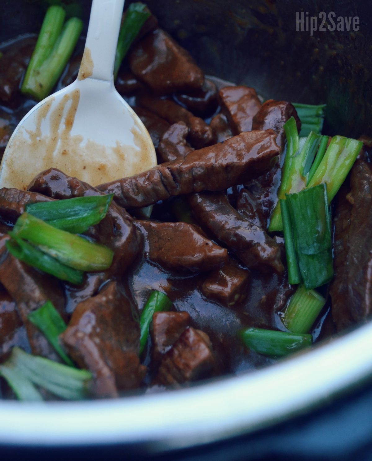 Instant Pot Mongolian Beef with sauce and green beans