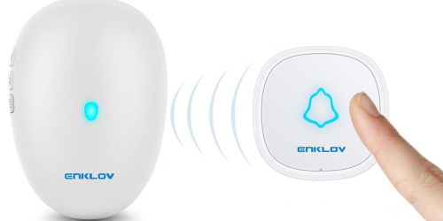 Amazon: Enklov Wireless 2-Piece Doorbell Kit ONLY $9.89 (No Batteries Needed)