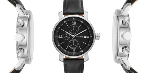 Fossil Chronograph Black Leather Watch Only $34.50 Shipped (Regularly $125)