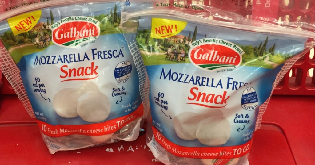 Galbani snack cheese bags in Target cart