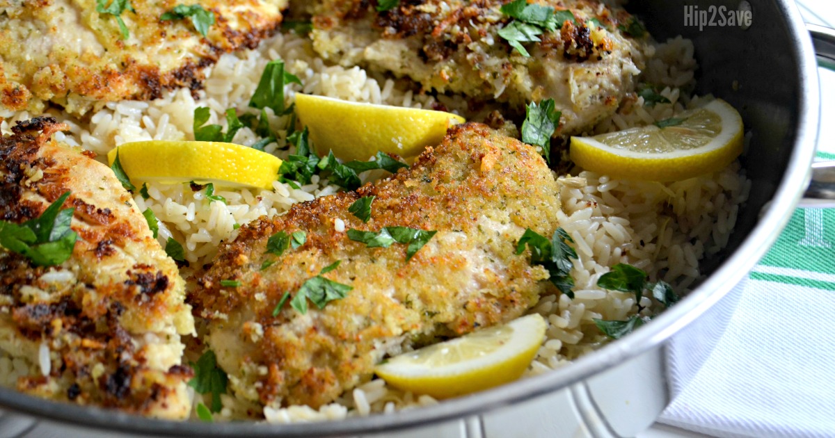 Parmesan Crusted Chicken with Lemon Rice | Hip2Save
