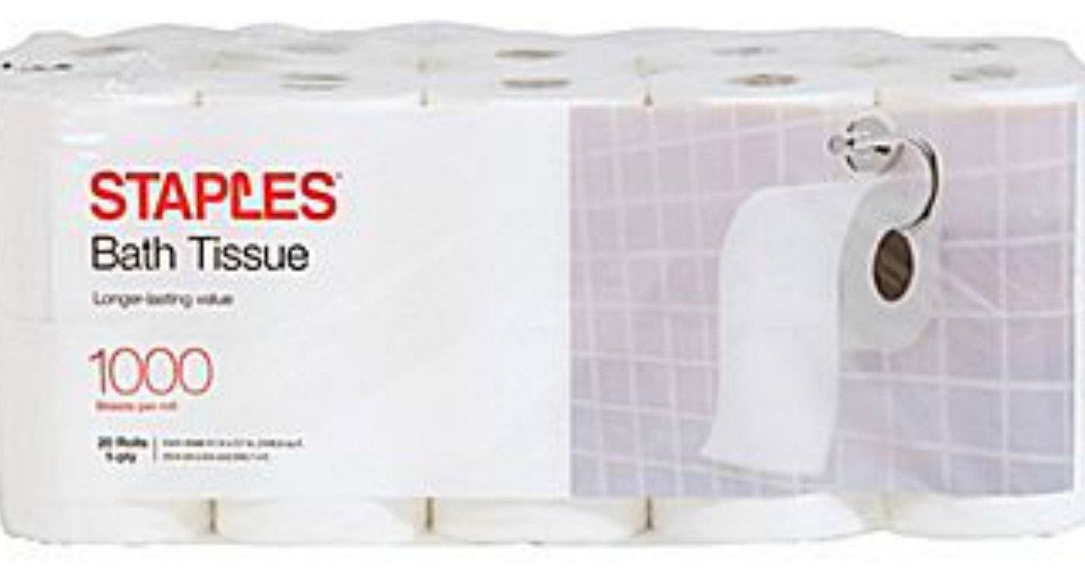 Staples 1000 Sheets Bath Tissue 20Rolls ONLY 3.05 + FREE InStore