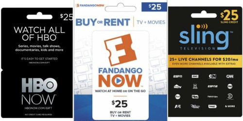 Free $5 Best Buy Gift Card w/ $50 Gift Card Purchase (FandangoNOW, Sling, HBO)
