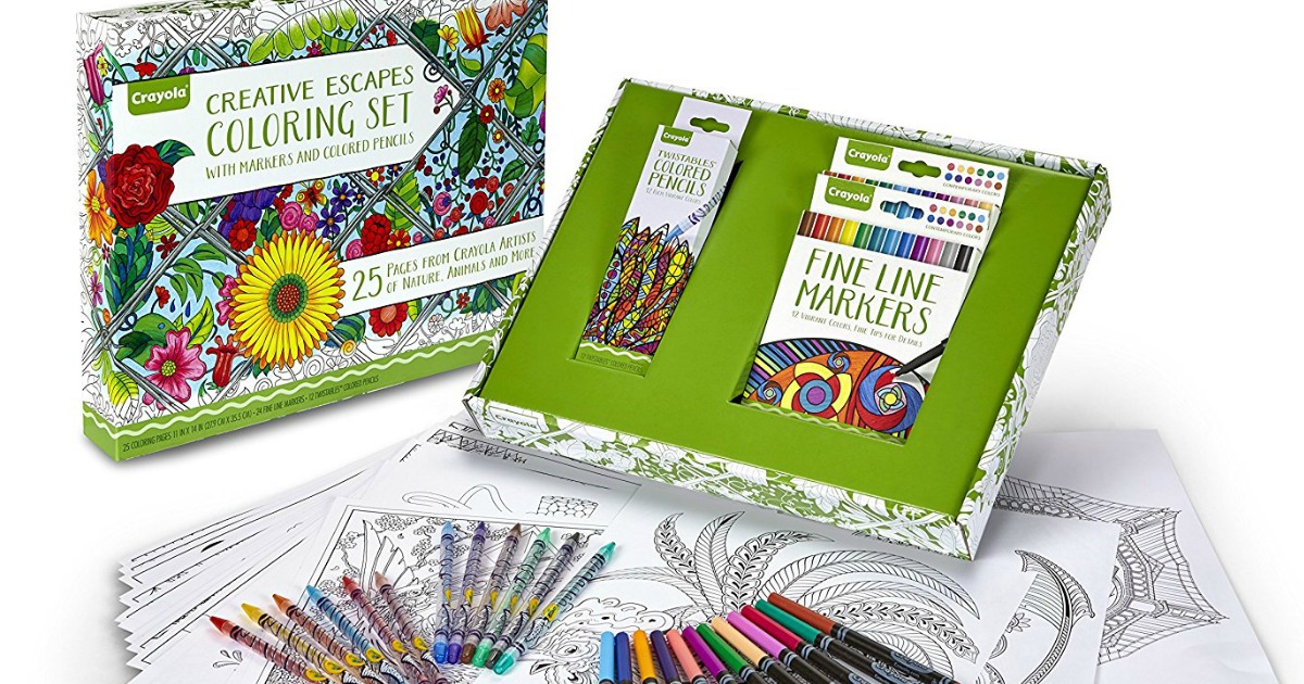 Download Amazon Crayola Adult Coloring Book Marker Art Activity Set Only 3 98 Add On Item Hip2save