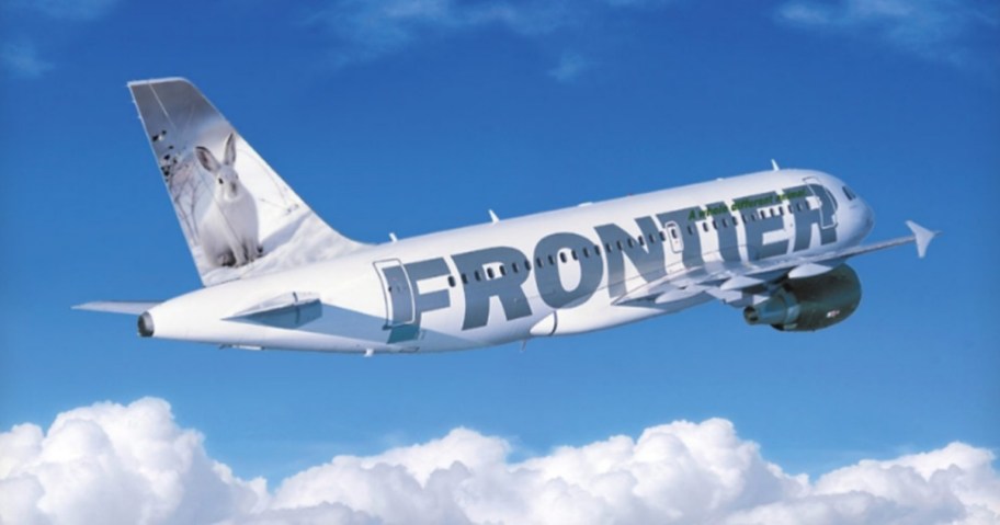 Frontier airline airplane in the sky
