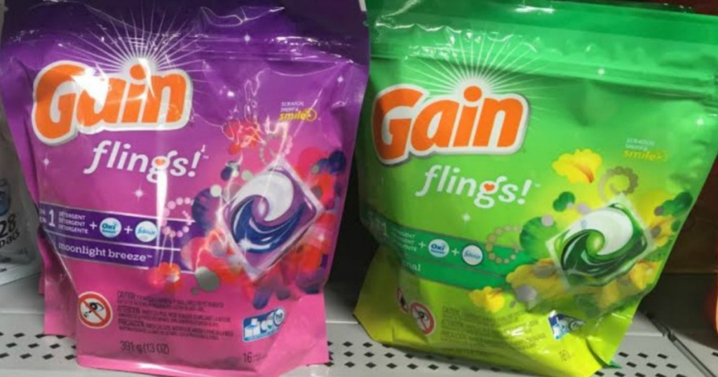 two packages of gain laundry detergent