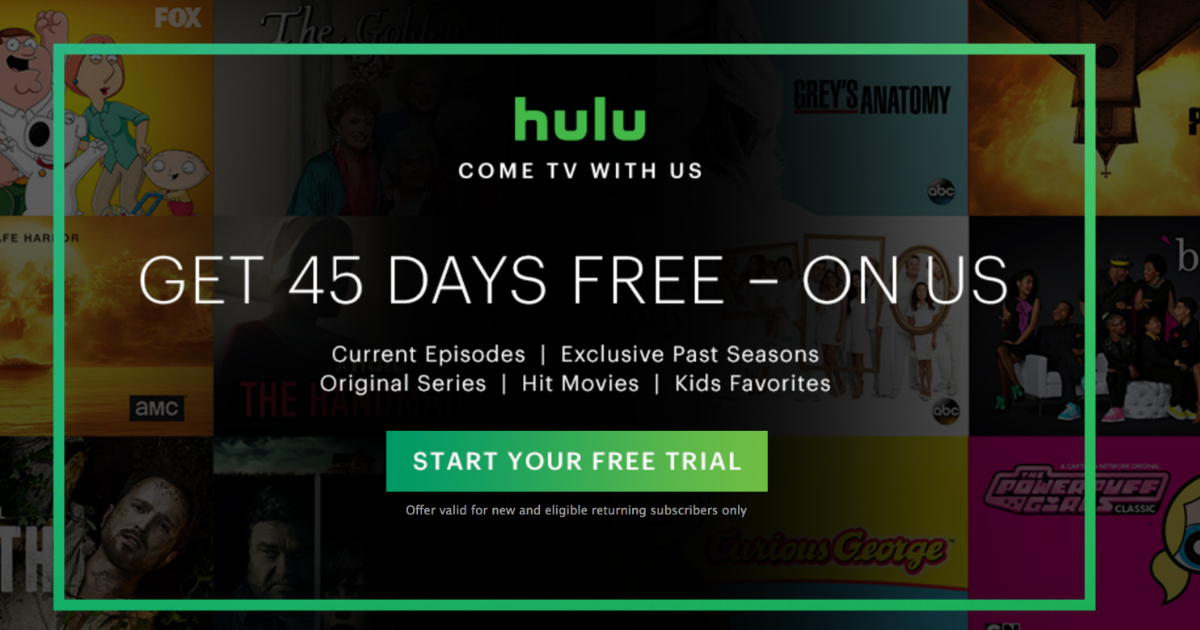 Hulu FREE 45 Day Trial For New AND Returning Subscribers • Hip2Save