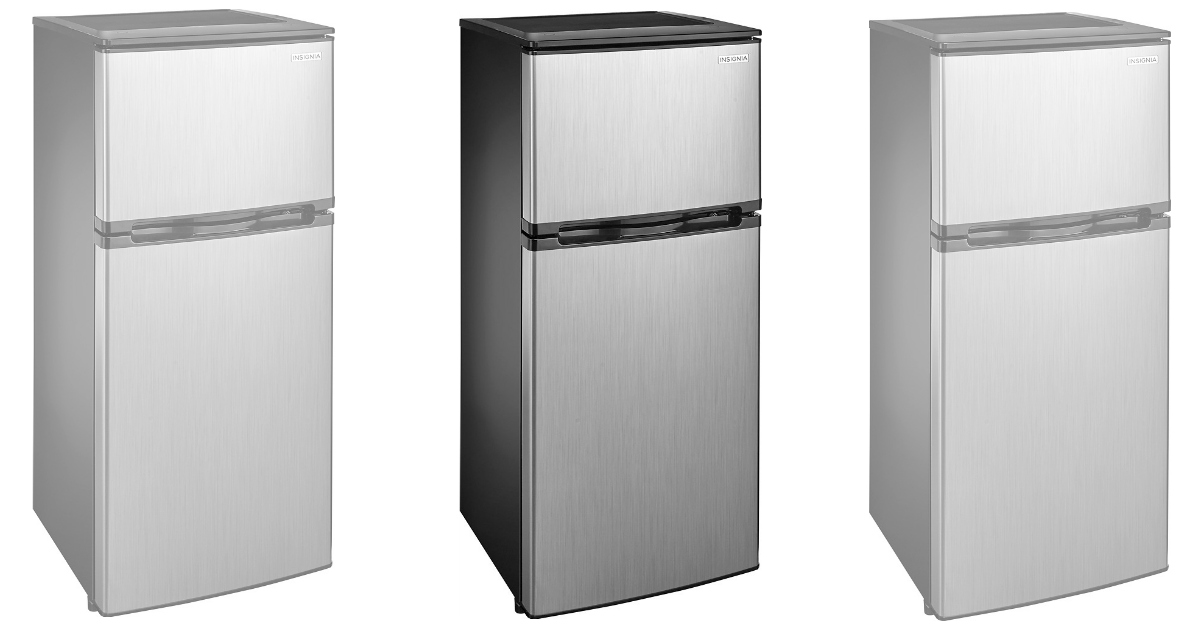 Insignia - 3.0 Cu. ft. Mini Fridge with Top Freezer - Stainless Steel