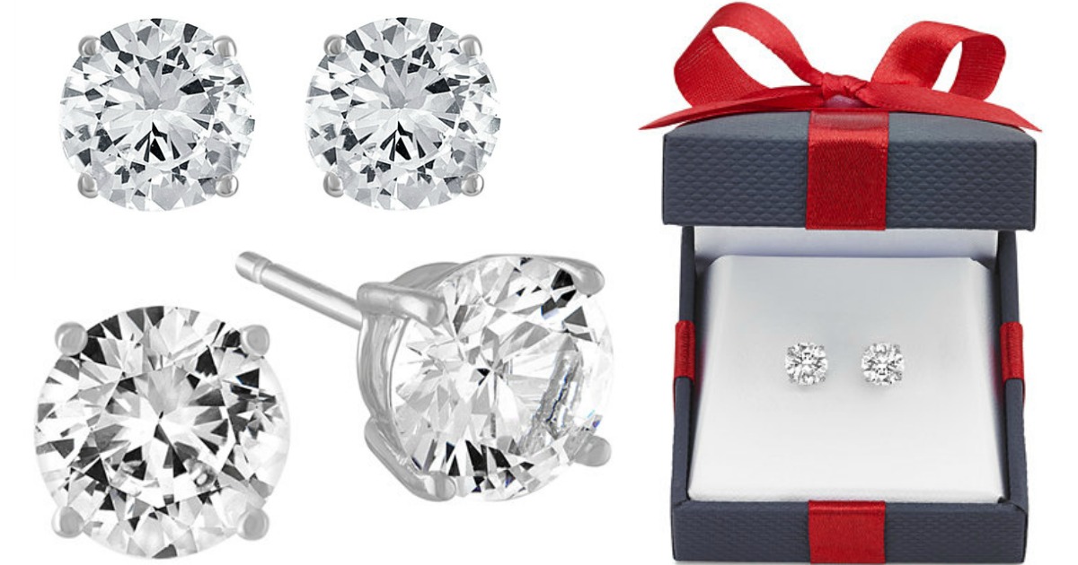 JCPenney Lab Created White Sapphire Stud Earrings Only 10 (Regularly 50)