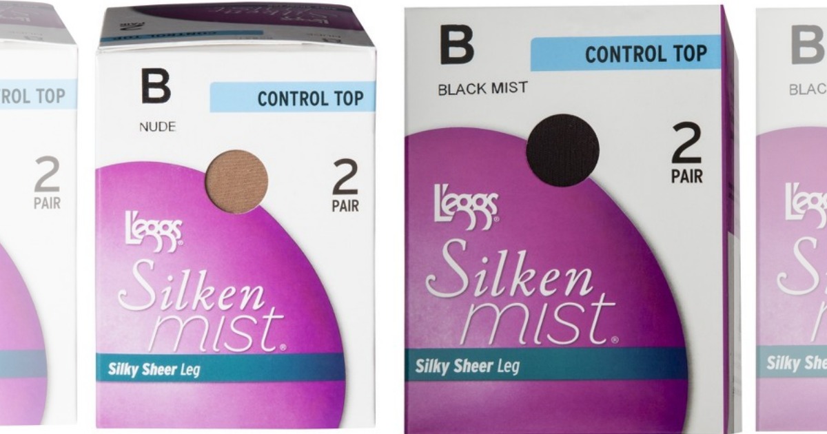L'eggs Leggs Silken Mist Ultra Sheer Pantyhose Control Top Black Mist Q 2 pk