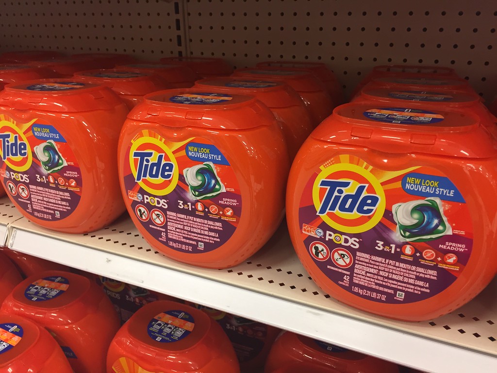 Tide Pods on store shelf