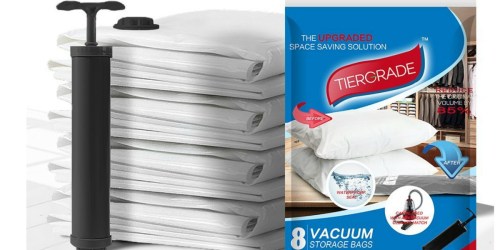 Amazon: 8 Pack Tiergrade Vacuum Storage Bags w/ Hand Pump Only $14.99