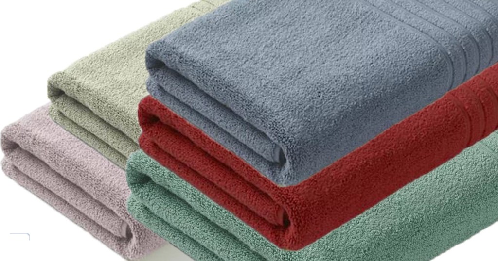 simply vera wang towels stacked in pile