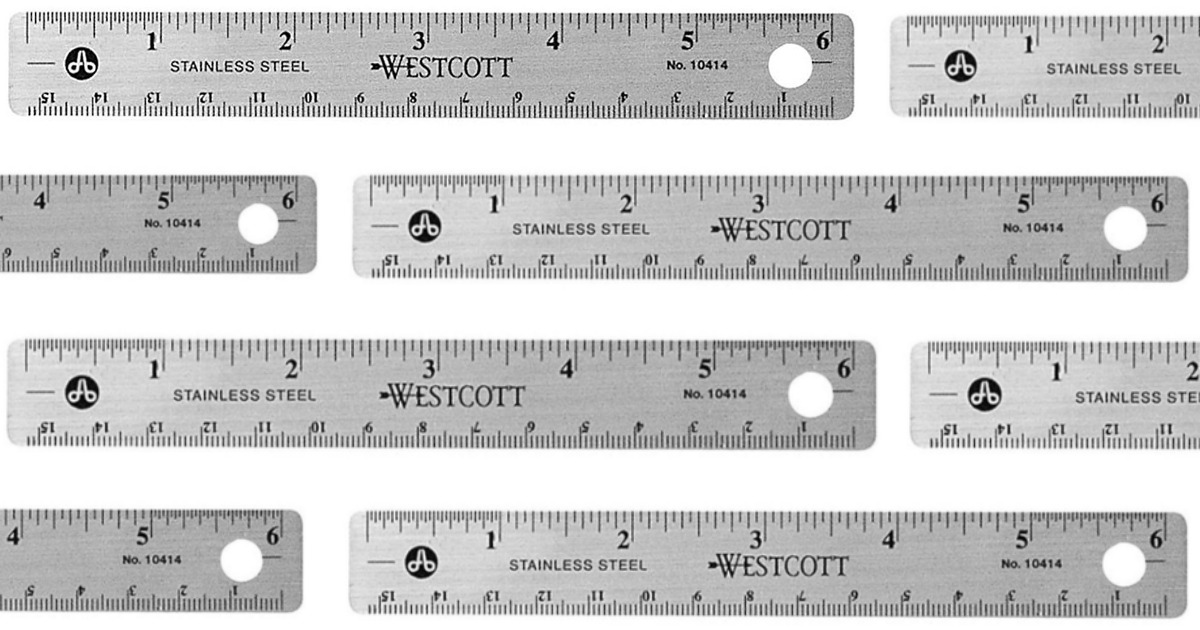 Westcott 12-Pack, Stainless Steel 6 Office Ruler With Non Slip Cork Base  (10414)