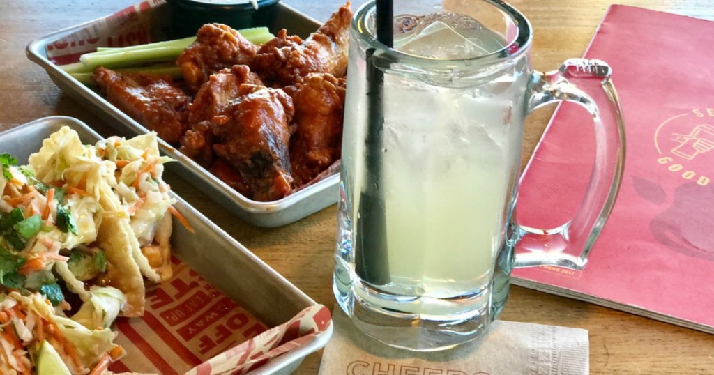 drinks and food on table in restaurant