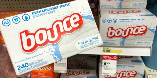 $2/1 Bounce Coupon = Large Dryer Sheets $4.66 After Gift Card at Target (Regularly $9.99)