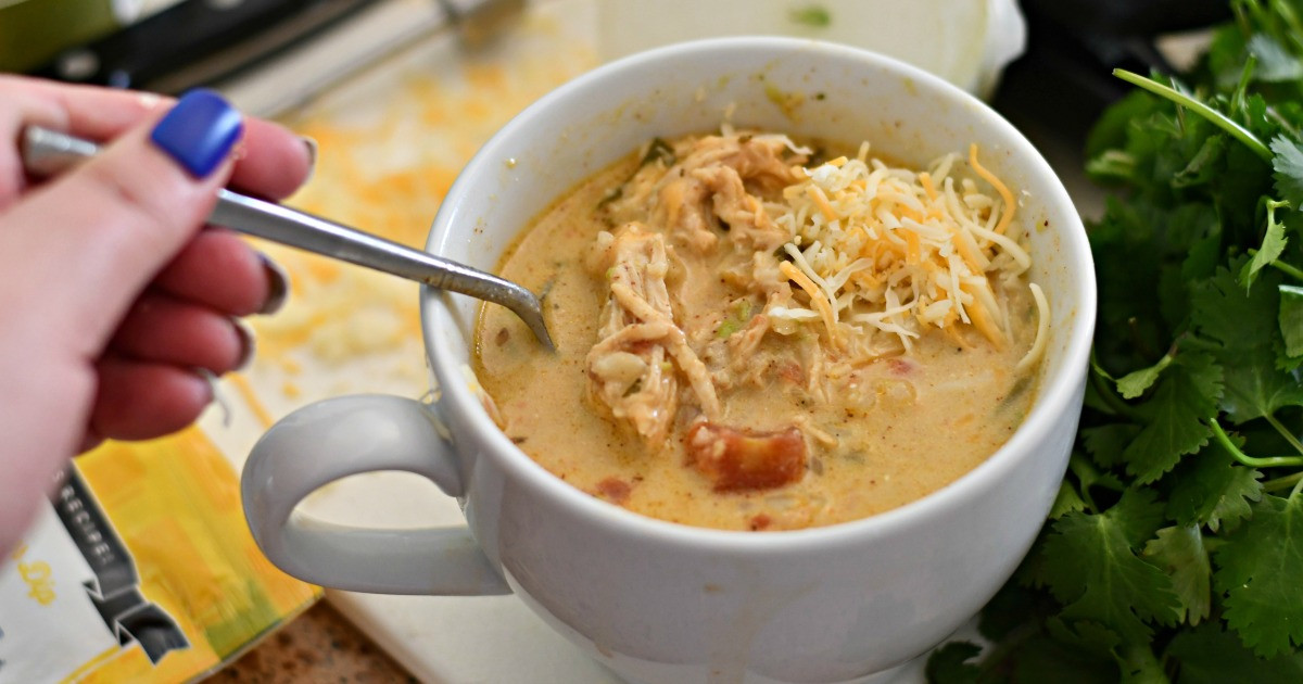 salsa soup in a bowl which is one of our easy Crock Pot chicken recipes