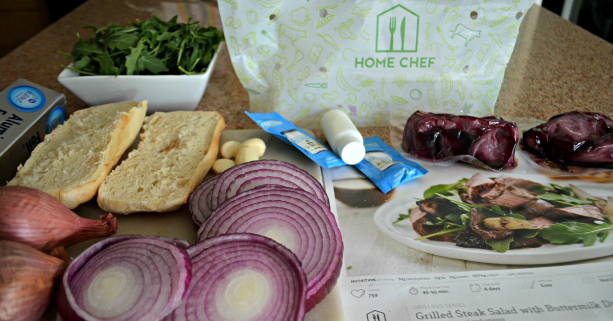 Easy Home Chef Meal Subscription Box Meals – ingredients next to a recipe card