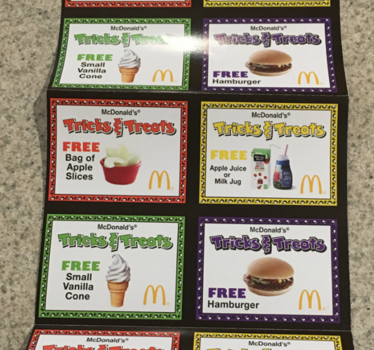 halloween trick or treat coupon book from mcdonalds
