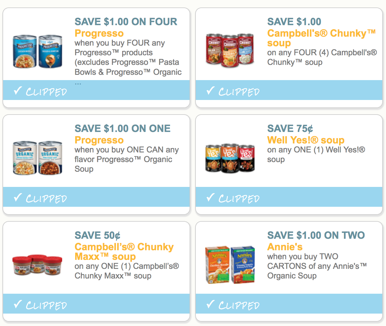 Top 6 Soup Coupons To Print Campbell S Annie S Organic Progresso   Soup Coupons 