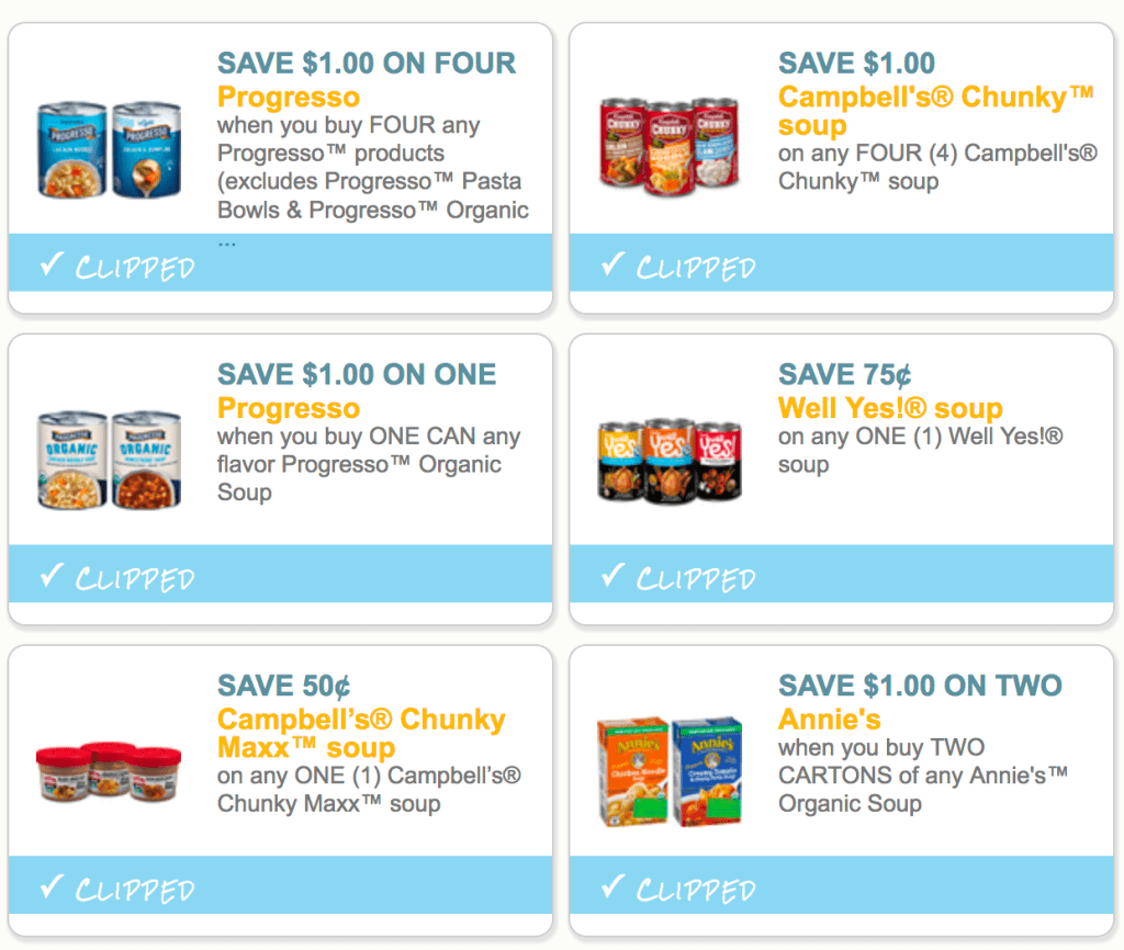 Top 6 Soup Coupons to Print (Campbell's, Annie's Organic & Progresso)