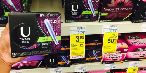 CVS: U By Kotex Liners, Pads or Tampons Only $1.24 (After Cash Back)