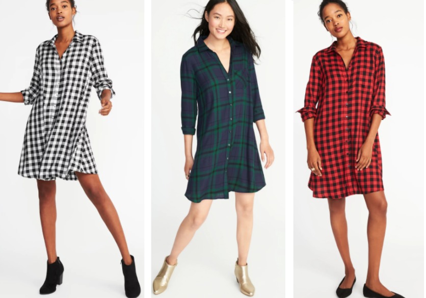 old navy plaid shirt dress