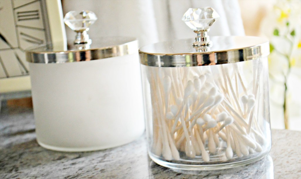 bathroom repurposed candle jar