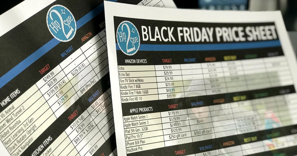 Just Released! Black Friday Comparison Cheat Sheet HOTTEST Buys at