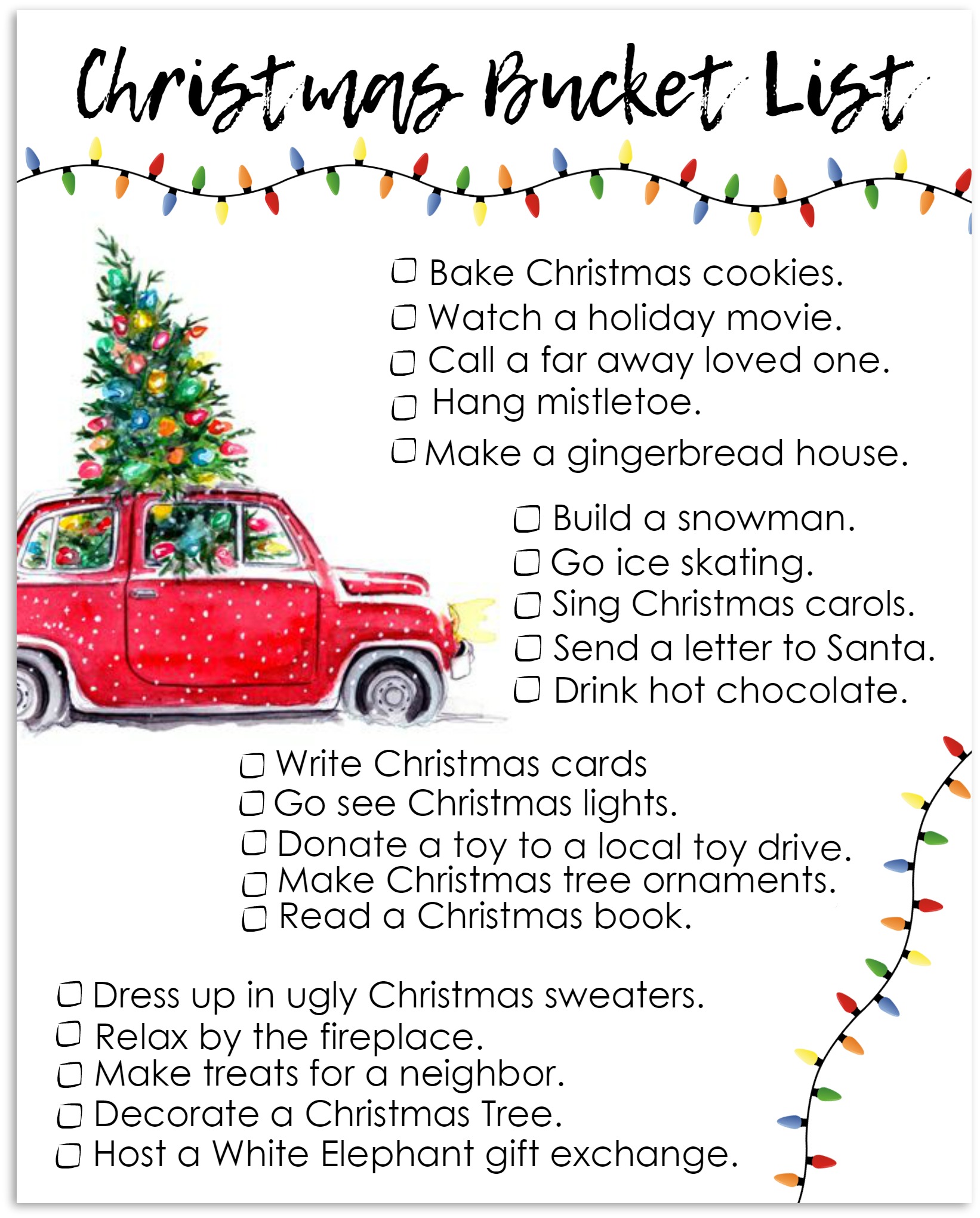 Free Printable Christmas Bucket List | Official Hip2Save