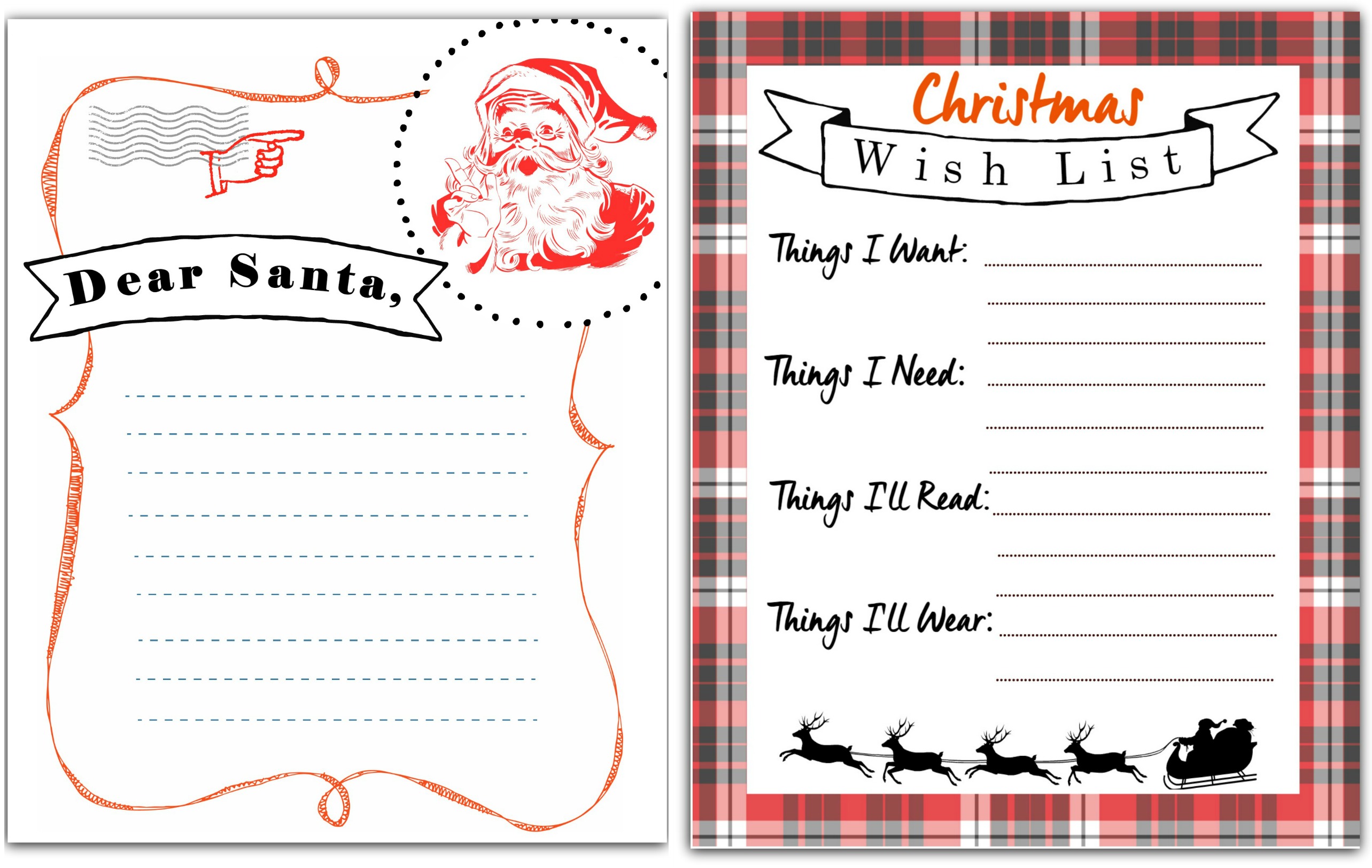 Santa Claus Christmas List Printable