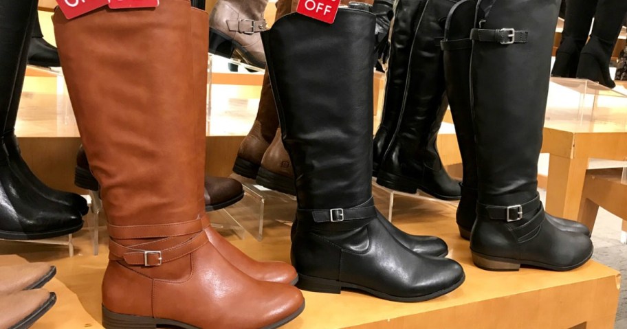 Macy's tall boots on display 