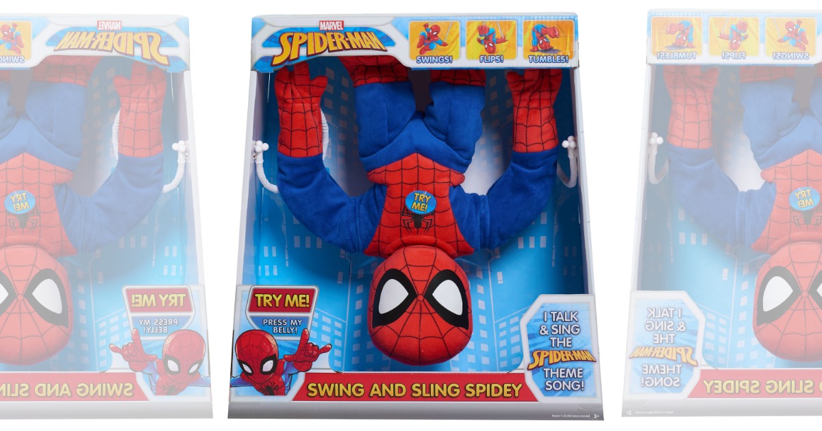 marvel swing & sling spiderman plush