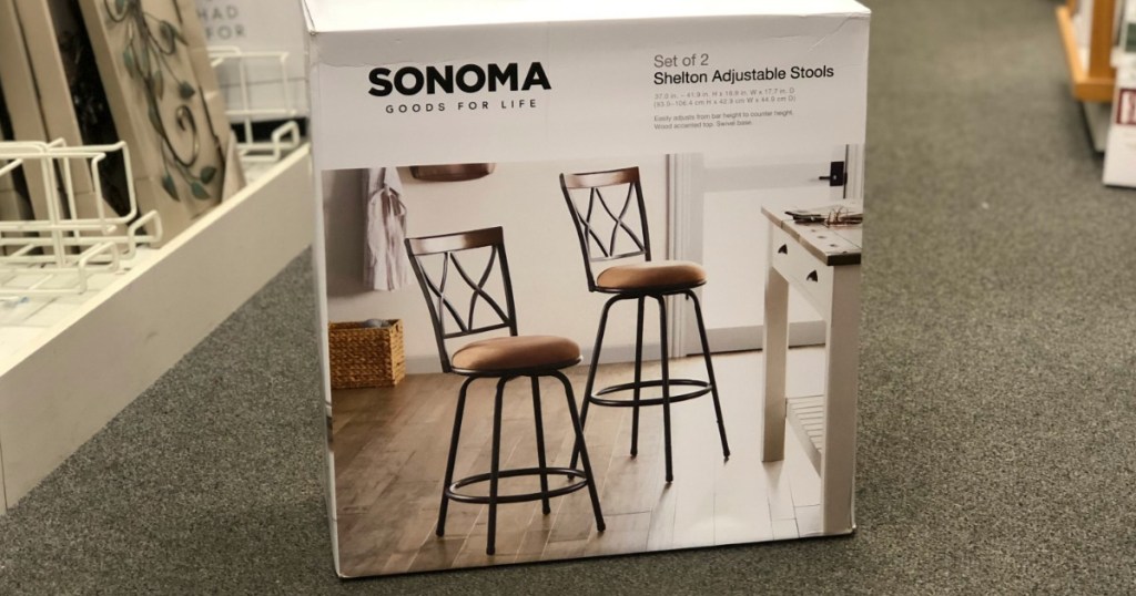 SONOMA Goods for Life Shelton Adjustable Swivel Stool 2-piece Set Kohls box