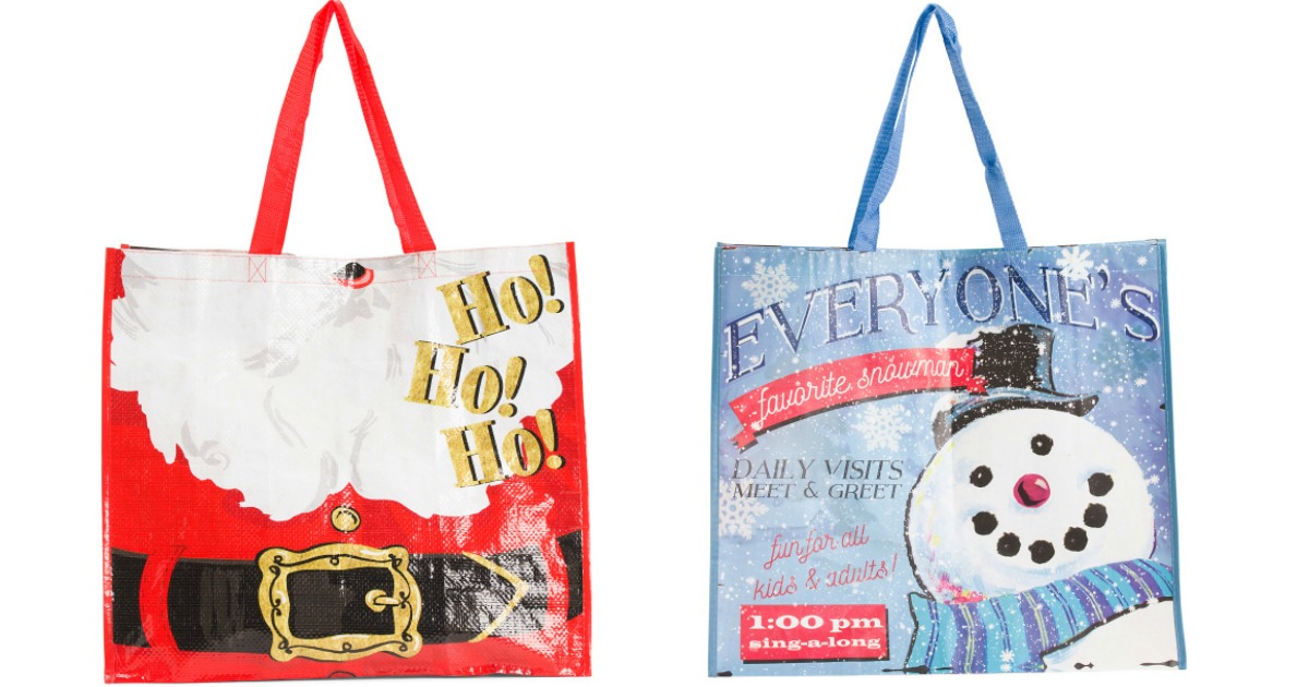 NEW TJ Maxx Shopping Christmas Old Fashion Santa Reusable Tote Bag 