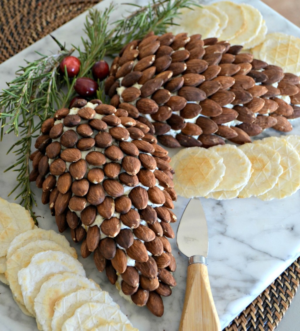 Easy Pine Cone Shaped Cheese Ball Appetizer Using Almonds Hip2Save