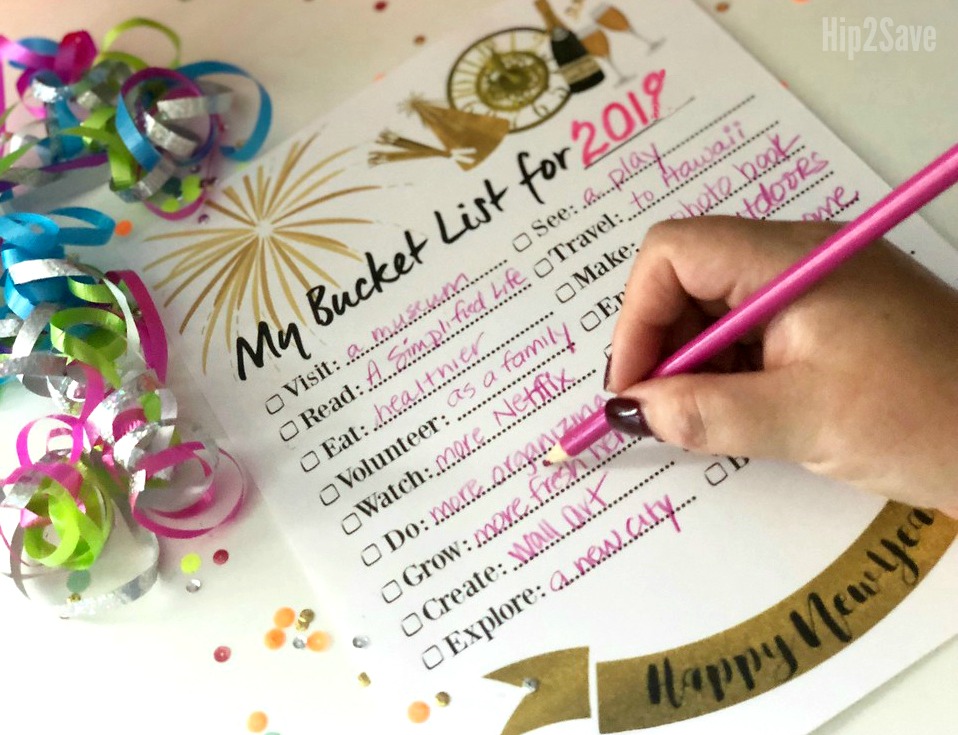 FREE Printable New Year's Bucket List - Hip2Save