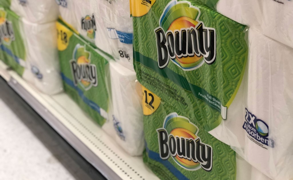 bounty paper towels on shelf