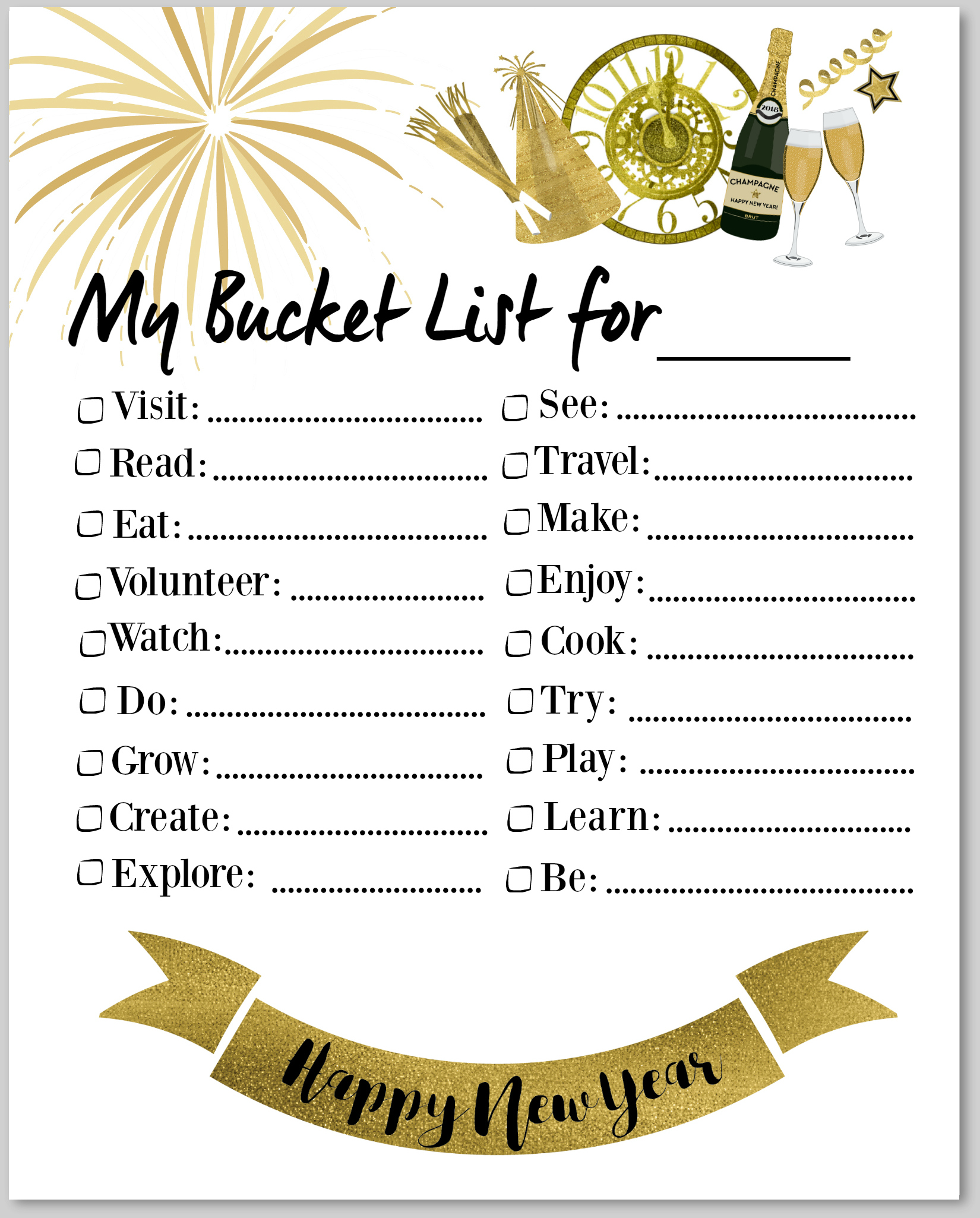 Bucket List Template Free List Templates